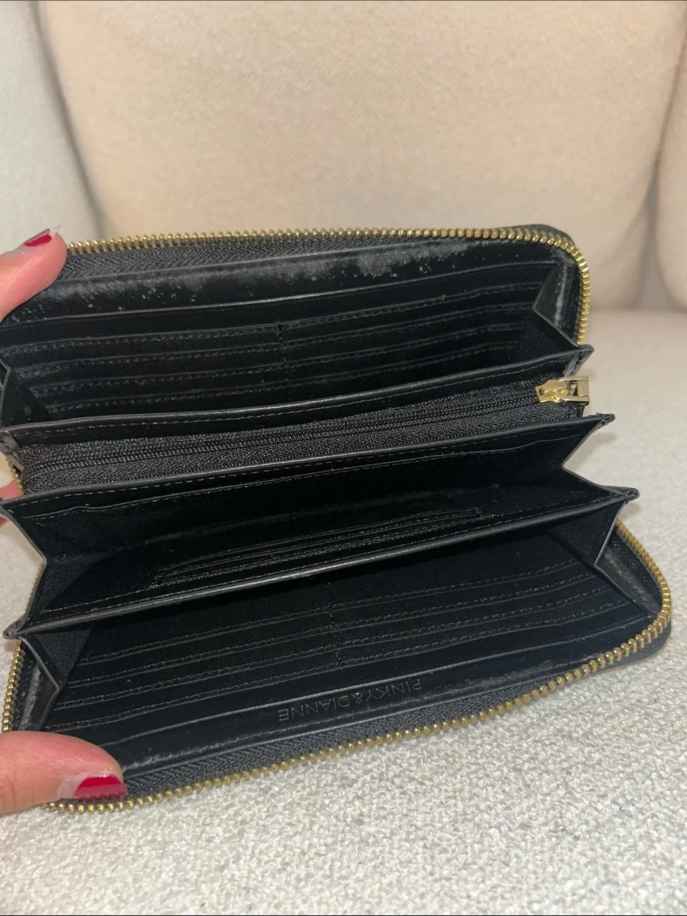 Pinky & Dianne Black Patent Zip-Around Wallet